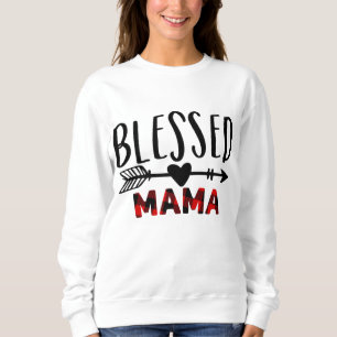 Sweatshirt Chemise Mama Béni Maman Vie Buffle Rouge Plaid