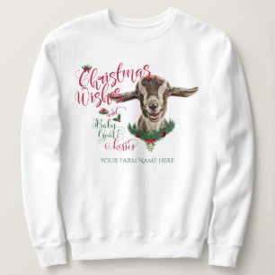 Sweatshirt CHÈQUE  voeux de Noël Bébé chèvre Baisers Toggenbu