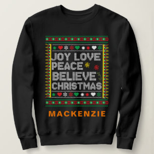 Sweatshirt Cher de Noël moche Nom personnalisé Personnalisé