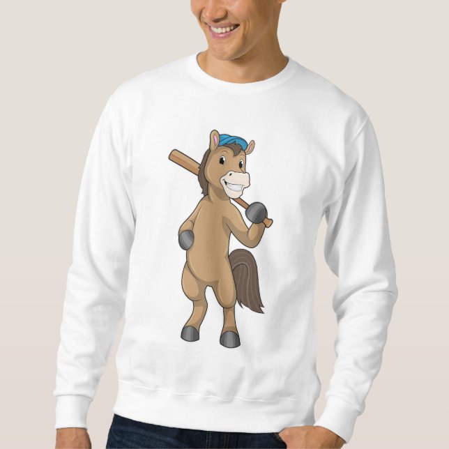 Sweatshirt Cheval au baseball avec batte de baseball (Devant)