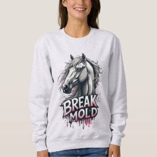 Sweatshirt Cheval avec art éclaboussé, typographie audacieuse