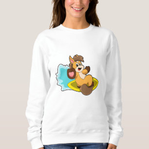 Sweatshirt Cheval comme Surfer avec Surfboard