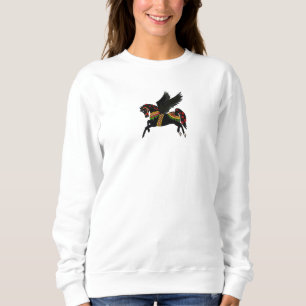Sweatshirt Cheval de carrousel vintage élégant Pégase noir
