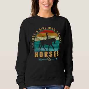 Sweatshirt Cheval Du Coucher De Soleil Rétro Juste Une Fille