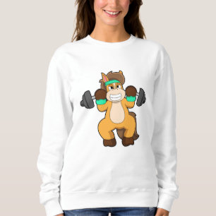 Sweatshirt Cheval en Bodybuilder avec Barbell