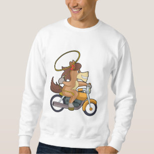 Sweatshirt Cheval en Cowboy avec Lasso & Motorcycle