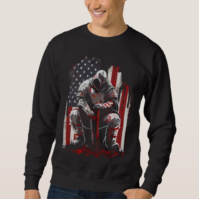 Sweatshirt Chevalier Templier agenouillé Guerrier Templier Cr (Devant)