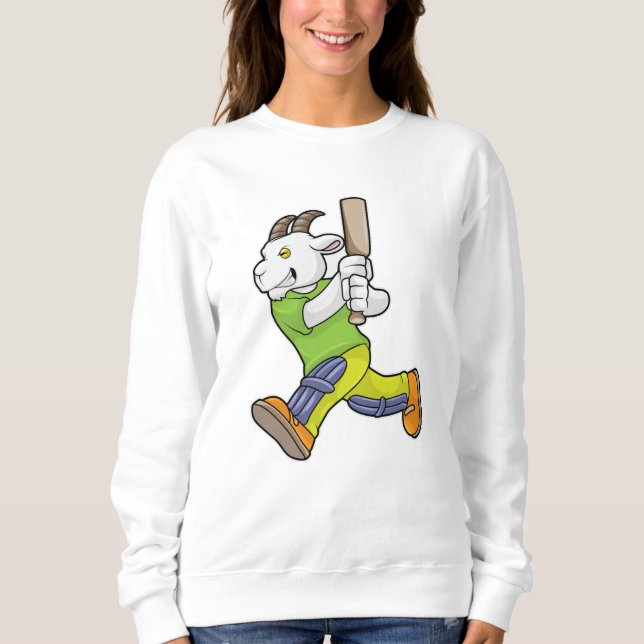 Sweatshirt Chèvre comme Batsman avec chauve-souris de cricket (Devant)