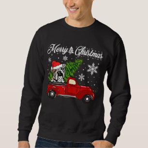 Sweatshirt Chien à chien anglais équitation Camion rouge Noël