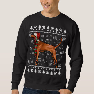 Sweatshirt Chien à dos rouge Santa Hat Xmas laid Christa