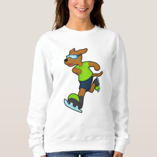 Sweatshirt Chien à Patinage sur glace avec lunettes