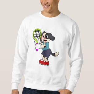 Sweatshirt Chien au tennis avec raquette de tennis