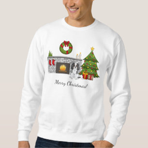 Sweatshirt Chien Cavalier Tricolore dans une salle de Noël fe