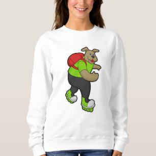 Sweatshirt Chien comme patineur avec Patins en ligne et sac à