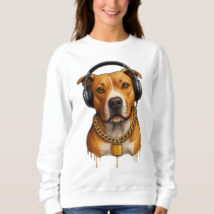 Sweatshirt Chien cool avec casque et chaîne d'or - Urban St