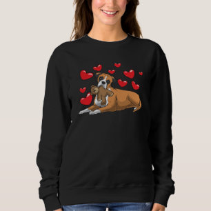 Sweatshirt Chien de boxe avec animal en peluche et coeurs
