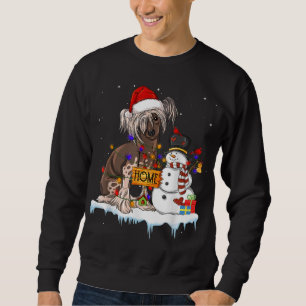 Sweatshirt Chien de Crête Chinois amusant Noël Snowman Xmas L