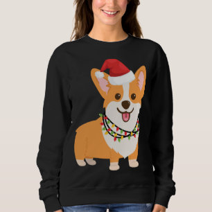 Sweatshirt Chien de Noël Corgi avec chapeau de Noël et L de N