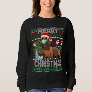 Sweatshirt Chien De Noël Dachshund Portant Un Masque Et Un Ch