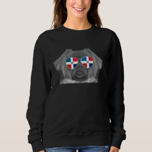 Sweatshirt Chien d'Espagne tibétain Lunettes de soleil Drapea