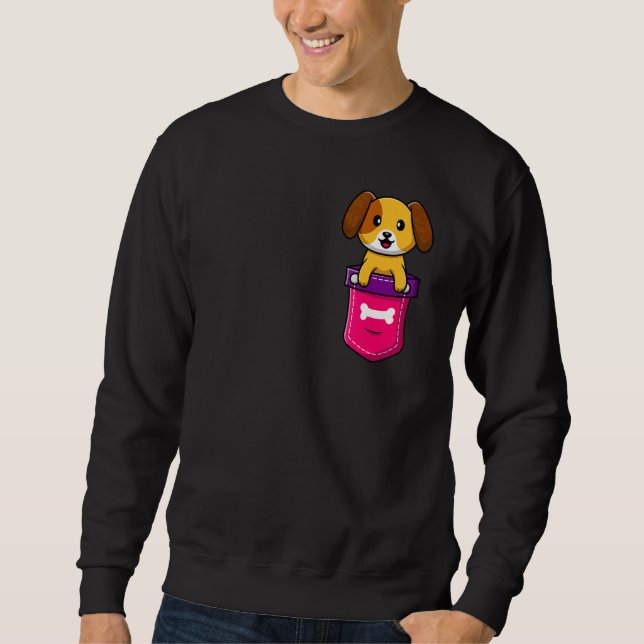 Sweatshirt Chien Mignon Dans Une Poche (Devant)