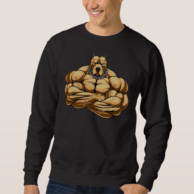 Sweatshirt Chien Pitbull fort long (Devant)