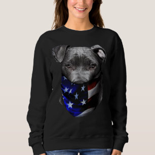 Sweatshirt Chien Pitbull Terrier avec drapeau américain Banda
