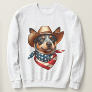 Sweatshirt Chien portant un chapeau et un bandana du drapeau