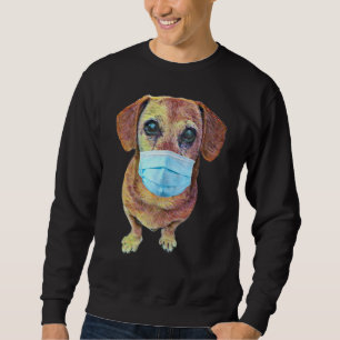 Sweatshirt Chien Weiner Avec Masque Sur