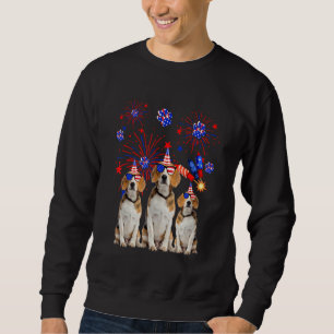 Sweatshirt Chiens beagles Drapeau américain heureux 4 juillet