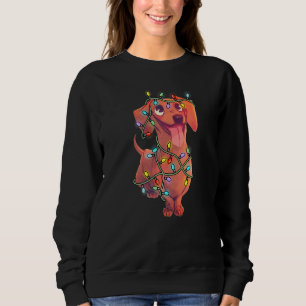 Sweatshirt Chiens De Dachshund Arbre Lumières Noël Pour Anima