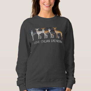 Sweatshirt Chiens de dessin animé Lévrier italien avec texte 