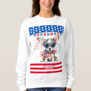 Sweatshirt Chihuahua Happy 4 juillet Amérique patriotique USA