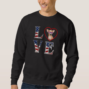 Sweatshirt Chihuahua Love Drapeau américain 4 juillet Vet Mem