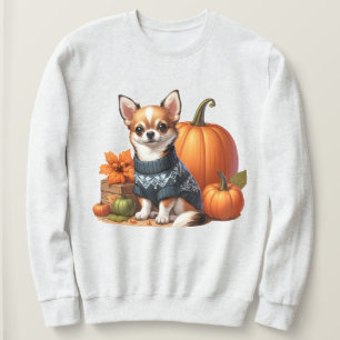 Sweatshirt Chihuahua mignon en pull avec des citrouilles