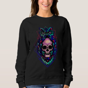 Sweatshirt Chouette crânienne gothique pastel Oiseau nocturne