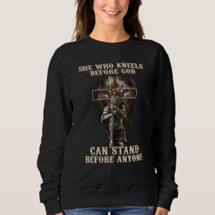 Sweatshirt Chrétienne Elle Qui S'Agenouille Devant Dieu Cheva