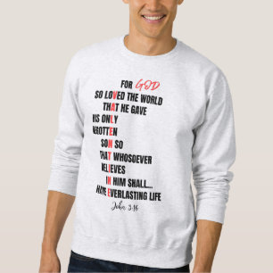 Sweatshirt Christian Valentine Stylish John 3:16 Bible Verse