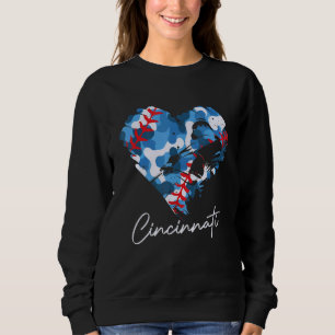 Sweatshirt Cincinnati Baseball Heart Camo Graphic Baseball Fa