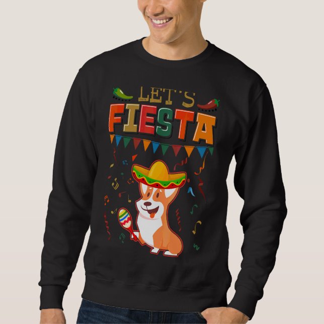 Sweatshirt Cinco De Mayo Fiesta Faisons Fête Corgi (Devant)