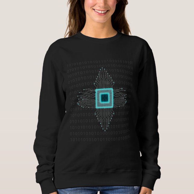 Sweatshirt Circuit de mémoire humaine cerveau numérique intel (Devant)