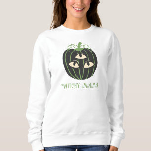 Sweatshirt Citrouille moderne à trois yeux Halloween de maman