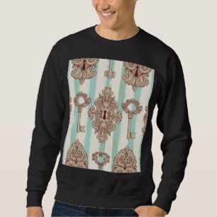 Sweatshirt Clés vintages, verrous : motif à main levée.