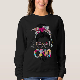 Sweatshirt Cna Life Chignon Décoiffé Stéthoscope Rythme Cardi