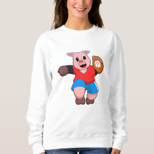 Sweatshirt Cochon de baseball avec gant de baseball