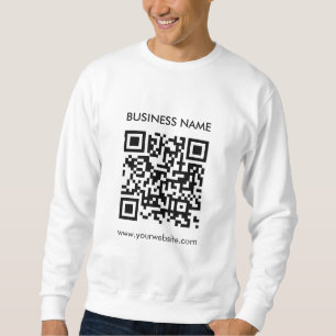 Sweatshirt Code QR Code Barcode Mens Moderne Elegant Blanc