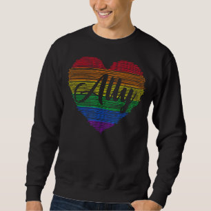 Sweatshirt Coeur Ally Arc-En-Ciel Drapeau Pour Lgbt Gay Et Le