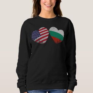 Sweatshirt Coeur Bulgare drapeau américain Famille patriotiqu