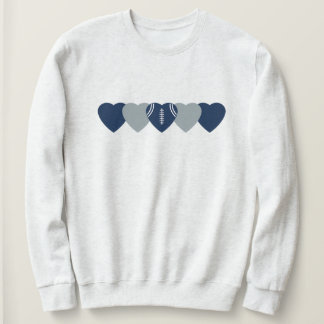 Sweatshirt Cœur de football bleu et argent foncé