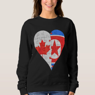 Sweatshirt Coeur du drapeau canadien nord-coréen